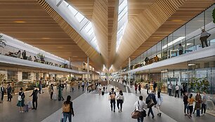 I&scaron;rinkta būsimo Vilniaus oro uosto atvykimo terminalo architektūrinė idėja