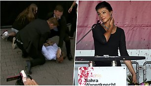 Per renginį dažais aptaškyta Vokietijos politikė Sahra Wagenknecht