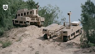 Ukrainos karinis robotas - bepilotė antžeminė sistema TERMIT UGV. Ukrainos gynybos ministerijos nuotr.