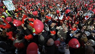 Akimirka i&scaron; protesto akcijos.