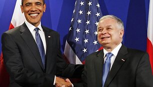 L.Kaczynskis su B.Obama Prahoje 2009 m.