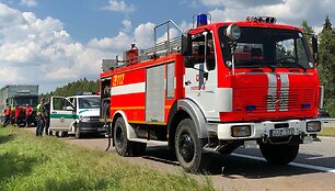 Greitkelyje Klaipėda&ndash;Kaunas vertėsi kiaules vežęs sunkvežimis