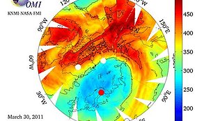 Suomijos meteorologijos instituto pateiktoje diagramoje matyti, kad Lietuva patenka į didžiausios ozono skylės zoną.