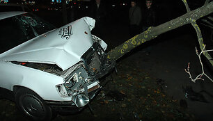 Į medį įsirėžęs automobilis