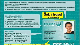 &bdquo;ISIC Lietuva&ldquo; keliauja  į studijų parodą &bdquo;Litexpo&ldquo;.