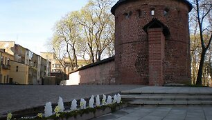 Vandens srovės, fontano pradžioje &scaron;oktelėjusios į vir&scaron;ų, vėliau siauru upeliu nuteka žemyn.