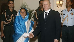 Indijos prezidentės Pratibhos Pati ir Vladimiras Putinas