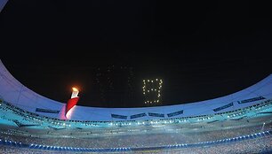 Kinijos sostinės Pekino Nacionalinis stadionas, dar vadinamas &bdquo;Pauk&scaron;čių lizdu&ldquo;.