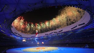 Olimpinių žaidynių uždarymo ceremonijos akimirka.