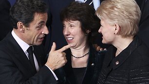 I&scaron; kairės: N.Sarkozy, C.Ashton ir D.Grybauskaitė