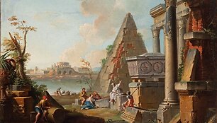 Dz.P.Paninis. Antikinės Romos griuvėsiai su Cestijaus piramide.