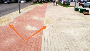 Neregiui dviračių takas &Scaron;iauliuose tampa kliūtimi. 