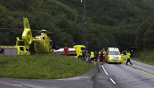Norvegijos vakaruose pirmadienį viename tunelyje užsidegė sunkvežimis. 