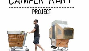 Stovyklautojo namelis prekių vežimėlyje 