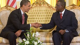 JAV prezidentas Barackas Obama ir Ganos prezidentas Johnas Atta-Millsas