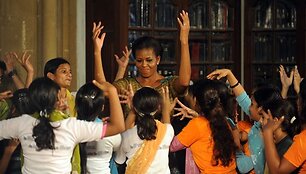 Michelle Obama Indijoje nestokojo geros nuotaikos.