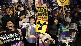 Japonai protestuoja prie&scaron; branduolinio reaktoriaus paleidimą