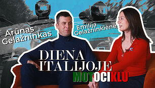 Arūnas Gelažninkas su žmona Emilija Italijoje keliavo motociklais