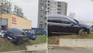 Mercedes EQS avarija tunelinėje plovykloje