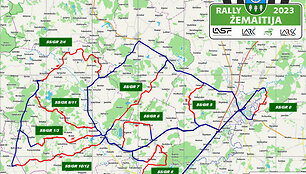 Rally Žemaitija, &scaron;e&scaron;tadienio greičio ruožų žemėlapiai