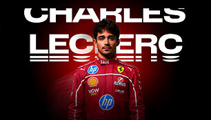 &bdquo;Ferrari&ldquo; F1 komandos automobilis pilotas Ch. Leclercas