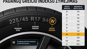 Greičio indeksas ant padangos