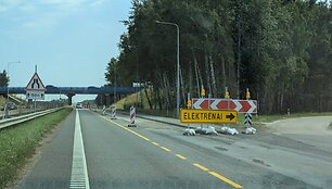 Automagistralės A1 remontas prie Elektrėnų