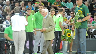 A.Sabonis ir V.Adamkus pasveikino Lietuvos vežimėlių krep&scaron;inio rinktinę  2014 m. rugpjūčio 16 d. 