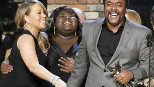 Dainininkė Mariah Carey, aktorė Gabourey Sidibe ir režisierius Lee Danielsas