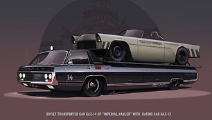 Andrejaus Tkačenko customs stiliaus sovietiniai automobiliai
