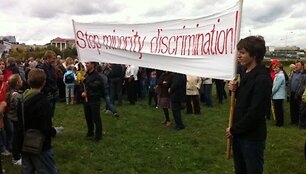 Lenkų protesto mitingas prie Lietuvos respublikos Seimo