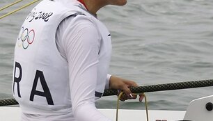 Prancūzės apmaudas &bdquo;Laser Radial&ldquo; klasės buriavimo varžybose.