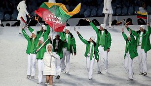 Lietuvos delegacija Vankuverio žiemos olimpinių žaidynių atidarymo ceremonijoje