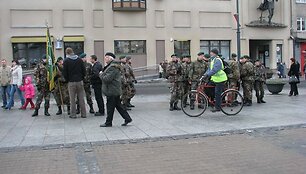 Kovo 11-ąją eitynėmis Lietuvos &scaron;aulių sąjungos nariai pagerbė Lietuvos nepriklausomybę. (2009-03-11)