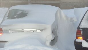 Keliai buvo sunkiai pravažiuojami, automobiliai nukloti sniego pusnimis.