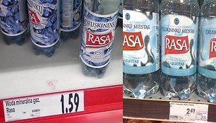 Nei juoktis, nei verkti: tą patį lietuvišką produktą lietuviai lenkams (nuotr. kairėje) sugeba pardavinėti 1,5 karto pigiau nei tautiečiams.