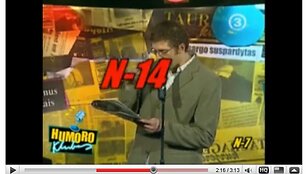 Stop kadras i&scaron; skandalingos laidos, kurios metu humoristas M.Vai&scaron;noras demonstravo oralinio sekso judesius.