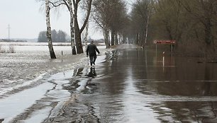 Situacija potvynio zonoje ties Rusnės sala šeštadienio popietę