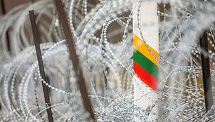Spaudos konferencija prie Lietuvos ir Baltarusijos pasienio