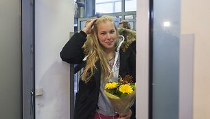 Rūtos Meilutytės sutikimas Vilniaus oro uoste.