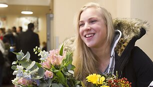 Rūtos Meilutytės sutikimas Vilniaus oro uoste.