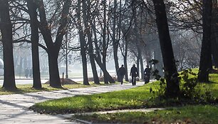 Vilnius paniręs į melsvą rūką