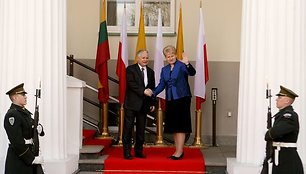 Prezidentė Dalia Grybauskaitė priėmė su darbo vizitu Lietuvoje viešintį Lenkijos Prezidentą Lechą Kačynskį (Lech Kaczynski).