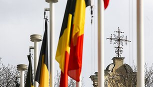 Prie Vyriausybės i&scaron;keltos devynios Belgijos vėliavos