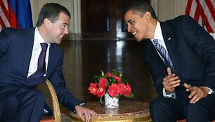 D.Medvedevas ir B.Obama prie&scaron; G20 vadovų susitikimą. 