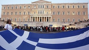 Protestuotojai prie Graikijos parlamento