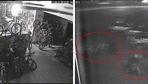 Vaizdo įra&scaron;o kokybė apgailėtina, tačiau filmuotoje medžiagoje vis dėlto galima įžvelgti, kaip keturi nusikaltėliai plytgaliu i&scaron;daužia vitriną, čiumpa po dviratį ir mina tolyn.