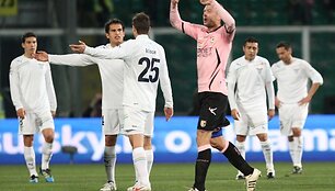 &bdquo;Lazio&ldquo; ir &bdquo;Palermo&ldquo; rungtynių akimirka.