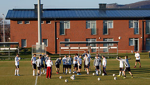 Vengrijos futbolininkų treniruotė