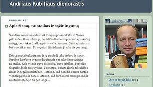 Paskutinį įra&scaron;ą savo tinklara&scaron;tyje A.Kubilius surezgė 2009 metų sausį.